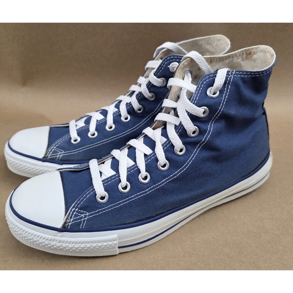 Vintage 80s Converse Sz 10.5 Chuck Taylor All Star Made in USA Navy Blue Hi Top
